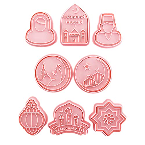 8teiliges islamisches RamadanAusstechformenSet  Eid Mubarak Keksausstecher Backen Kunststoff Kekspresse Stempel Form für muslimische Party Supplies Kinder Familie DIY Kekswerkzeuge