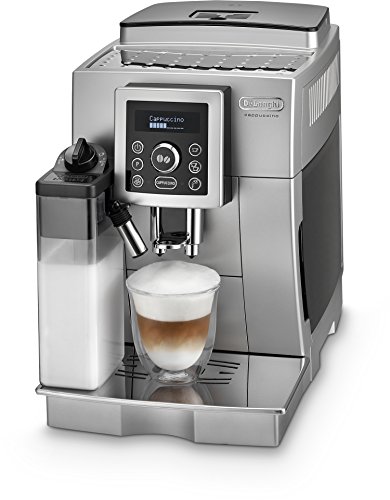 DeLonghi ECAM 23466S Kaffeevollautomat  1450 Watt  Digitaldisplay  Integriertes Milchsystem  Cappuccino auf Knopfdruck  Herausnehmbare Brühgruppe  2-Tassen-Funktion  Silber